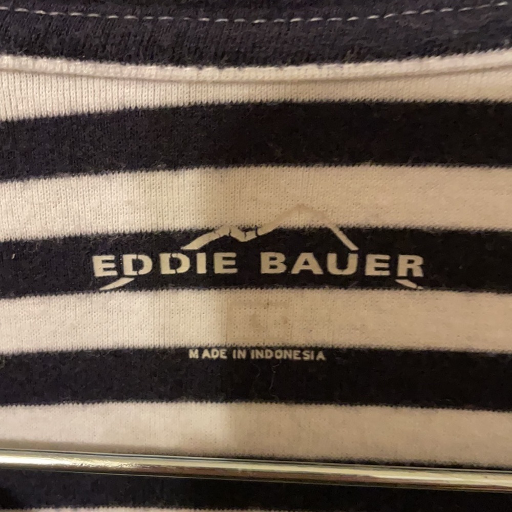Eddie Bauer, black and white striped top, Size Large - Picture 2 of 5